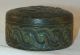 Antique Round Trinket Box Tooled Leather Lift - Off Lid Mythological Design Italy Other photo 1