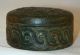 Antique Round Trinket Box Tooled Leather Lift - Off Lid Mythological Design Italy Other photo 2