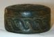 Antique Round Trinket Box Tooled Leather Lift - Off Lid Mythological Design Italy Other photo 3