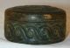 Antique Round Trinket Box Tooled Leather Lift - Off Lid Mythological Design Italy Other photo 4