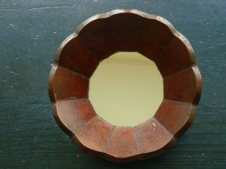 Early Wooden Bowl,  Scalloped With Mirror Bottom photo