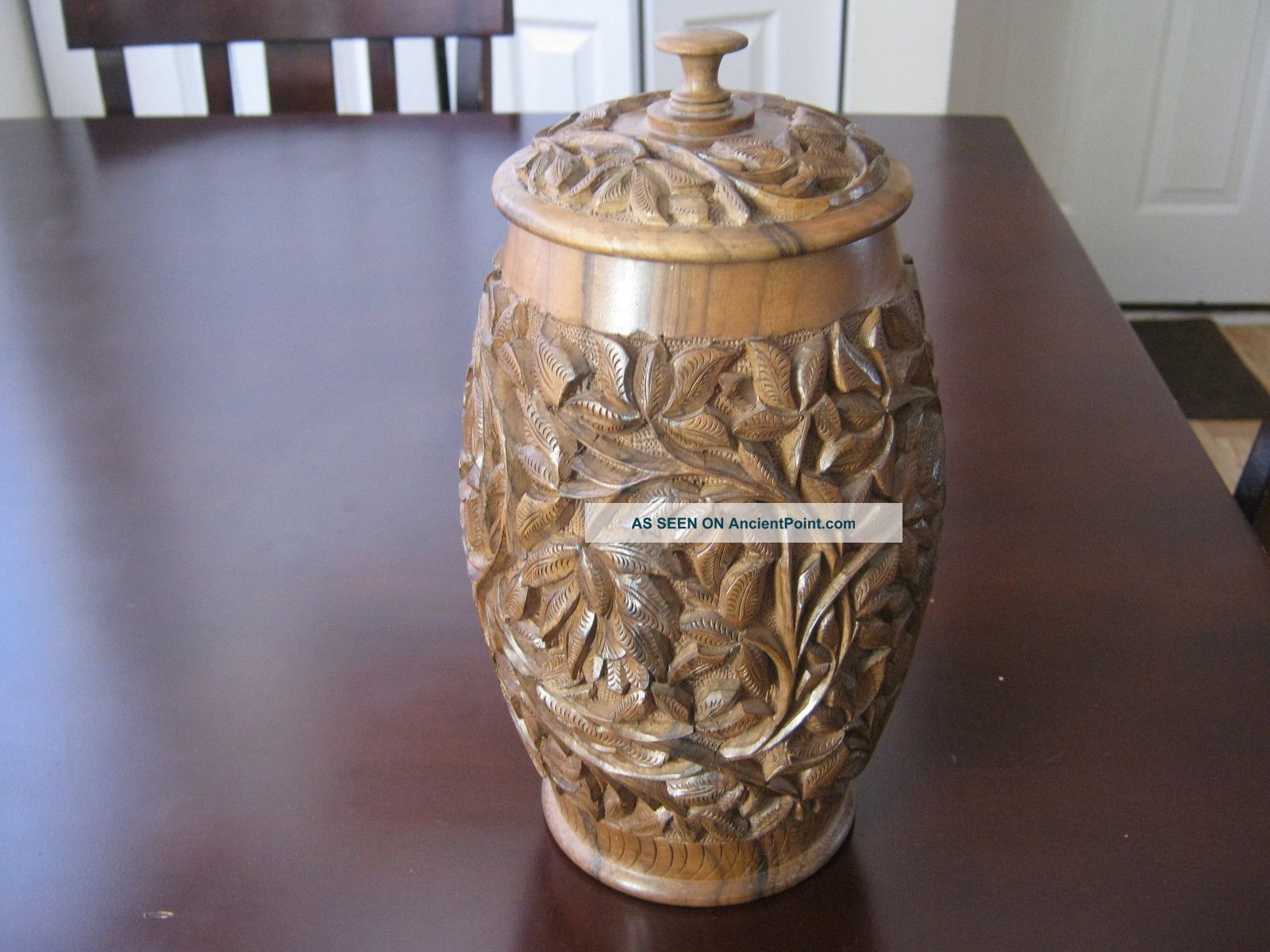 Vintage Hand Carved Wood Container Other photo