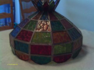 Vintage Multicolored Stained Glass Hanging Lamp Shade photo