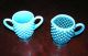 Vintage Hobnail Blue To White Glass Sugar And Creamer, Other photo 1