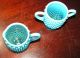 Vintage Hobnail Blue To White Glass Sugar And Creamer, Other photo 2