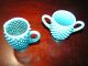 Vintage Hobnail Blue To White Glass Sugar And Creamer, Other photo 3