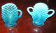 Vintage Hobnail Blue To White Glass Sugar And Creamer, Other photo 4