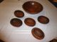 Large,  Vintage Oval Wooden Salad Bowl With 5 Salad Dishes Signed Munising,  Haiti Bowls photo 1