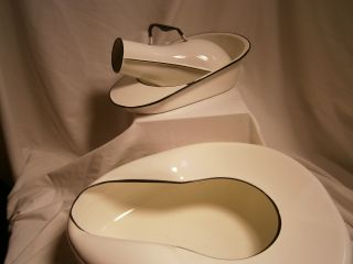 Jones Vintage 3 Piece Bed - Pan And Urinal,  White Metal Enamel photo