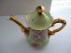 Lefton China Vintage Tea Pot,  Cup & Saucer Hand Painted Green Heritage Japan Cups & Saucers photo 2