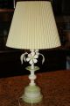 Retro Vintage Shabby Chic Cottage Metal Tole Green Flowers Table Lamp 1940 ' S Lamps photo 6