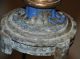 Antique Cast Metal Table Lamp Patina Blue Paint W Finial Cutout Brass Old Ornate Lamps photo 11