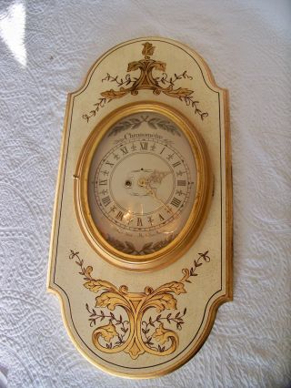 Vintage Mid Century Hollywood Regency Pf Bollenbach Chronometre 8 Day Wall Clock photo