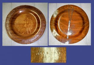 Vtg.  Wooden Give Us This Day Thanksgiving Plate Poland photo