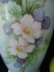 Handpainted Porcelain Vase,  Signed,  Raspberry & Cherry Blossoms Nr Other photo 2