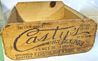 Wooden Fruit Crate Box Fr Casty ' S Vineyards California Table Grapes 14x18x6 photo