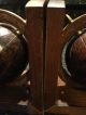 Vintage Mid - Century Wood Globe Bookends From Italy Spinning Globes Other photo 5
