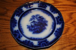 Amoy Davenport 1 Plate Flow Blue Anchor China Pottery 9 - 1/4 Inches Antique Plate photo