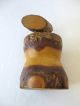 Vintage Hand Carved Wood Tree Bark Toothpick Holder Folk Art Treen Ware Nr Other photo 4