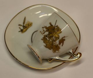 Cusins Espana,  Gilded Spanish Knight Legend Décor Small Porcelain Cup & Saucer photo