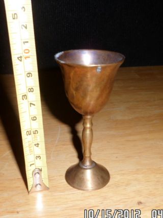 Vintage Metal Copper Brass Cups Wine Goblets Chalice Mini Cute photo