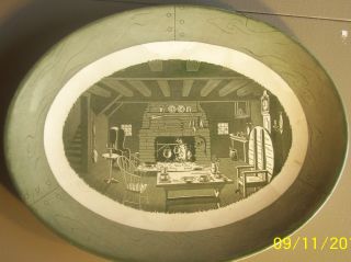 Early Lithograph Serving Platter - Hunting Cabin Design photo