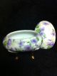 Antique Small Footed Covered Dish With Sweet Purple Violets Tureens photo 1