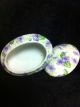 Antique Small Footed Covered Dish With Sweet Purple Violets Tureens photo 3