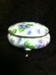 Antique Small Footed Covered Dish With Sweet Purple Violets Tureens photo 4