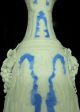 Excellent Parian Ware Bisque Vase Applied Grapes Vase Blue Accents 1880s Vases photo 4