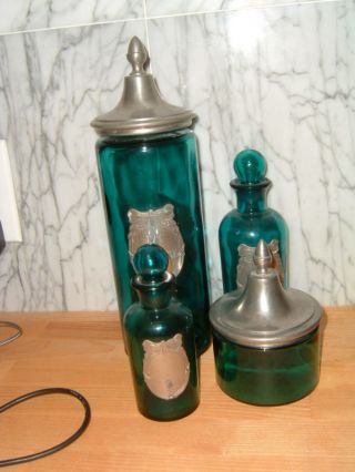 Antique French Eau De Toilette Set 4 Perfume Bottles photo