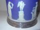 Spectacular Antique English Wedgwood Biscuit Jar Silver Plate Trim C.  1840 - 1860 Jars photo 6