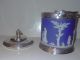 Spectacular Antique English Wedgwood Biscuit Jar Silver Plate Trim C.  1840 - 1860 Jars photo 7