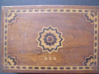 Inlaid Wooden Humidor Primitive Folk Art Outsider Art Carving 19th Century Tramp photo