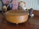 Old Turned Wooden Treen Bowl Basket Fotted With Lid Bowls photo 2