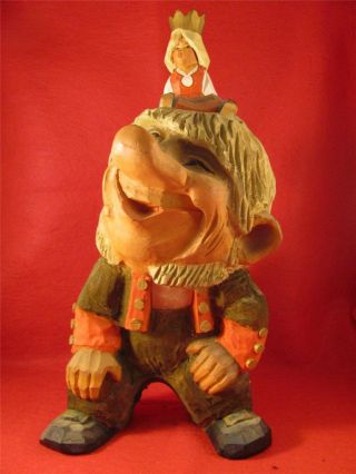 Henning Troll Wood Carving Hand Carved In Norway Scandinavian Folk Art Gnome photo