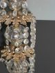 Antique / Vintage Brass & Marble Table Lamp Base With Crystals Lamps photo 3