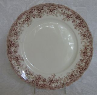 Antique Brown Transferware Plate England Lovely Floral Design photo