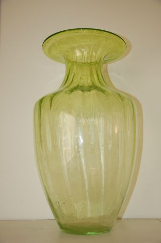 Gorgeous Large Antique Green Glass Vase. photo