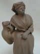 Old Antique Terracotta Pottery Pair Of Peasants Figurines 7 1/2 & 8 1/2 Inch Figurines photo 7