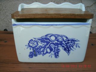 Vintage Recipe Box - White With A Wooden Lid Stamped Japan photo