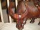 Vintage Wood Carving Of Buffalo & Man Riding It - Very Large Carving - Detailed - Wow Carved Figures photo 11