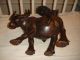 Vintage Wood Carving Of Buffalo & Man Riding It - Very Large Carving - Detailed - Wow Carved Figures photo 4