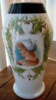 Antique Victorian Edwardian Portrait Vase German Girl Lady Hand Painted Deco Vases photo 10