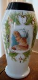 Antique Victorian Edwardian Portrait Vase German Girl Lady Hand Painted Deco Vases photo 3