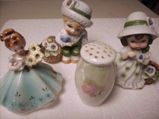 4 Vintage Porcelain Dresser - Top Figurines - One Is A Hat Pin Holder - - Josef,  Lefton photo
