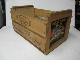 Vintage Wooden Peach Crate Sunny Slope Farms Brand Carolina Fruit Produce photo