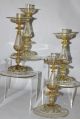 Antiques 2 Pair Of Venetian Candlesticks Early 1900s Murano Italy Mouth Blown Candlesticks photo 3