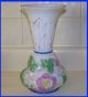 Antique Mold Blown Painted Milk Glass Vase Flowers Vines Leaves Vases photo 1
