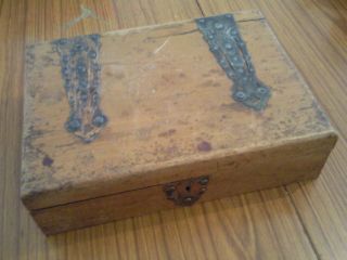 Antique / Victorian Wood Box With Brass Detail photo